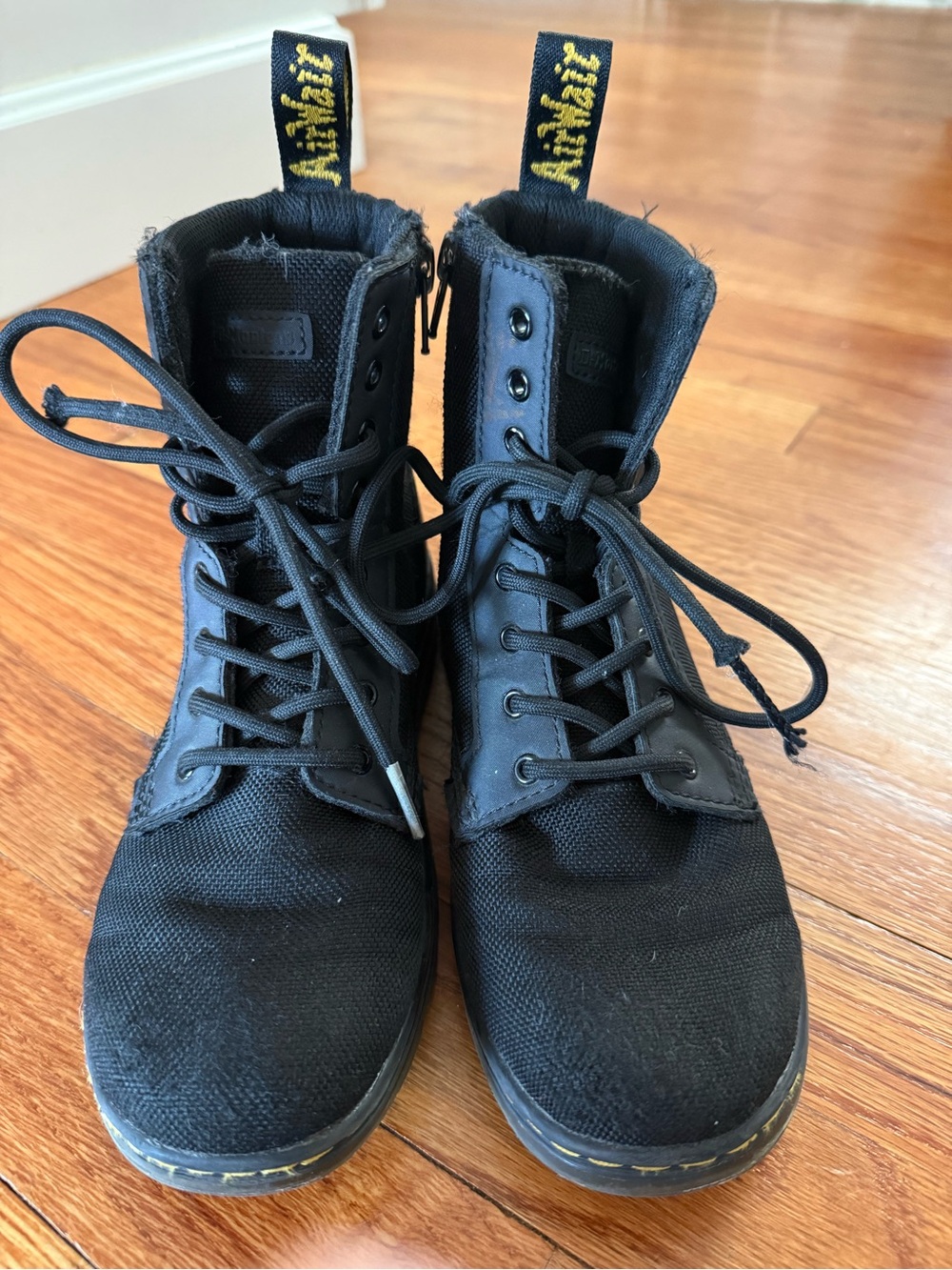 Dr. Martens Youth Black Canvas Lace-Up Boots